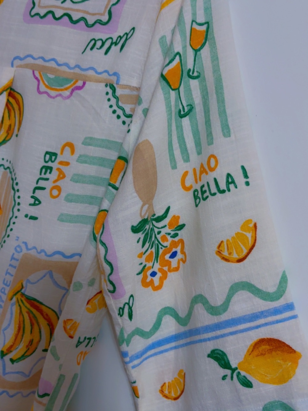 Cream Lemon Print Button-Front Midi Dress - Picture 5 of 5